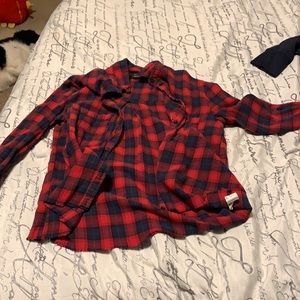 Red plaid cropped Long sleeve T